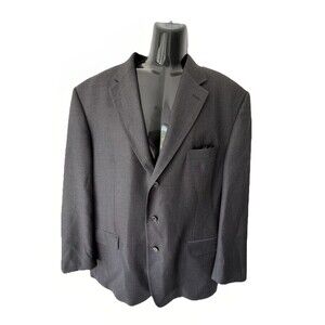 Principe Italy Made Wool Sport Coat 48L Charcoal Gray Blazer Double Vent Jacket